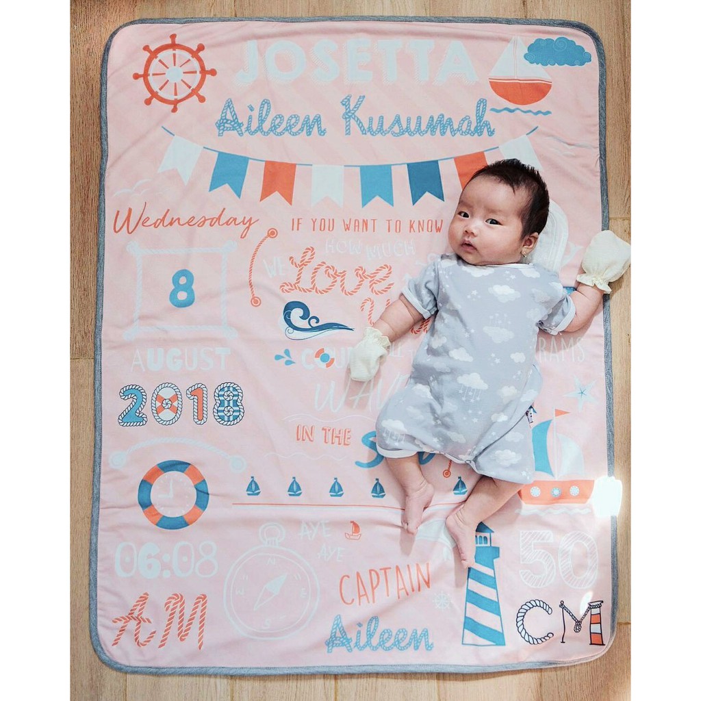 Maison Elmesa Baby Blanket Selimut Bayi Selimut Nama Sailor Series