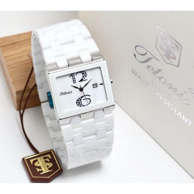 TERBARU JAM TANGAN LADIES TETONIS ORIGINAL KERAMIK ASLI WHITE & BLACK EDITION TERLARIS