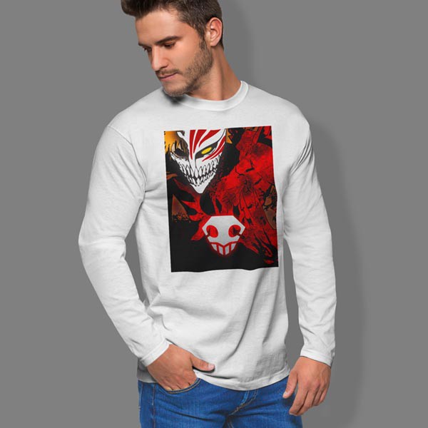 Ichigo Kurosaki Bleach Anime Manga Tshirt Tangan Panjang Casual Terbaru