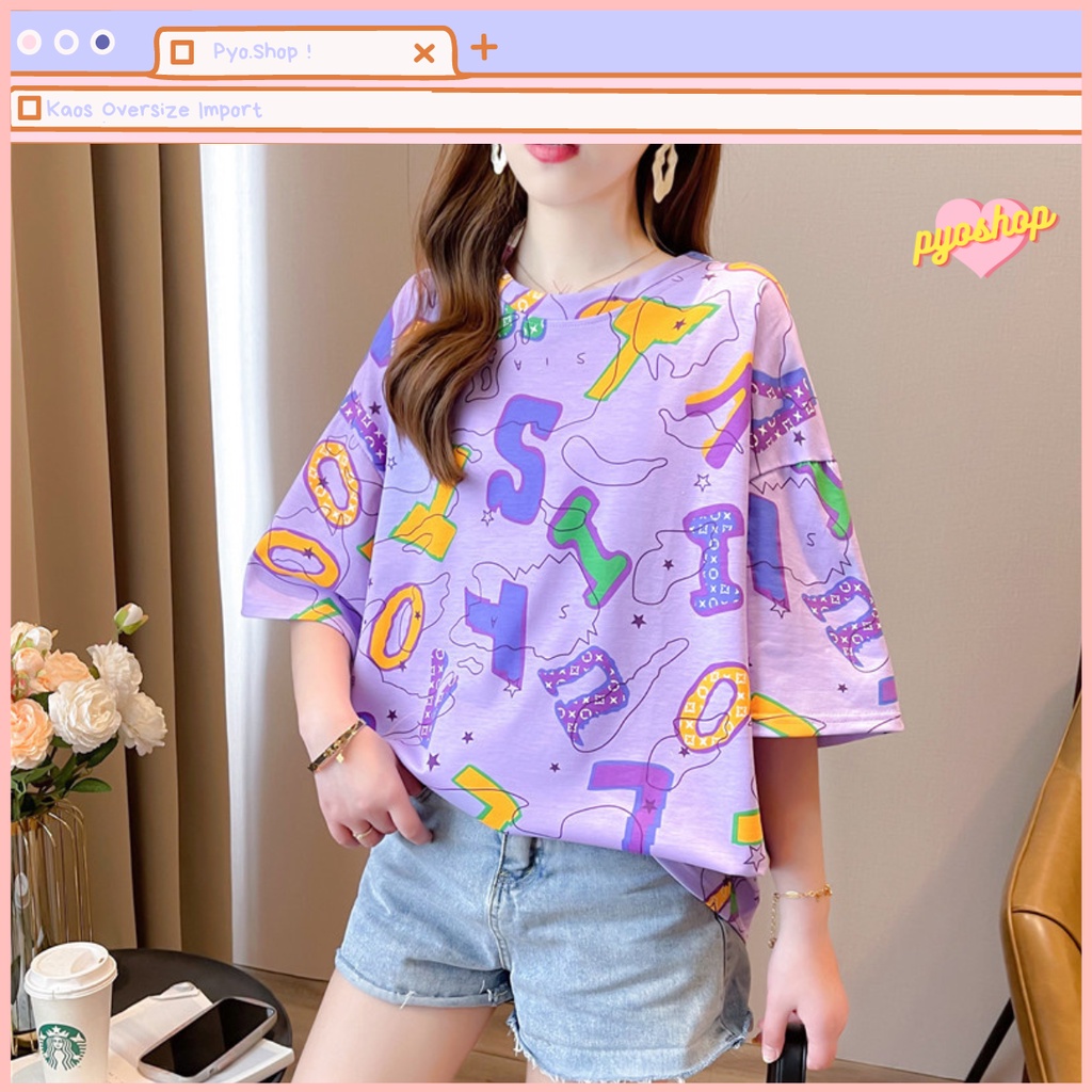 Kaos oversize import jumbo motif Peta Tulisan