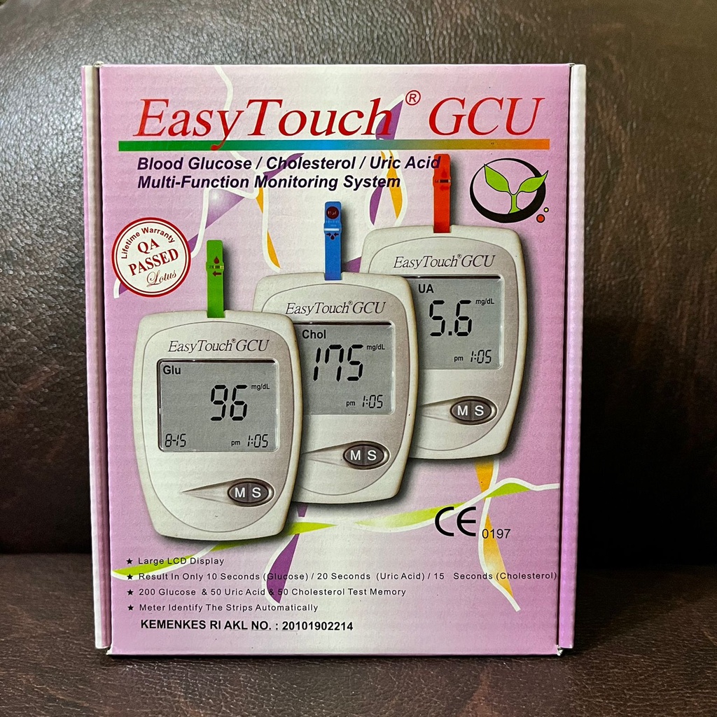 EASY TOUCH  GCU 3 IN 1 UNIT MESIN ALAT CEK GULA DARAH KOLESTEROL ASAM URAT