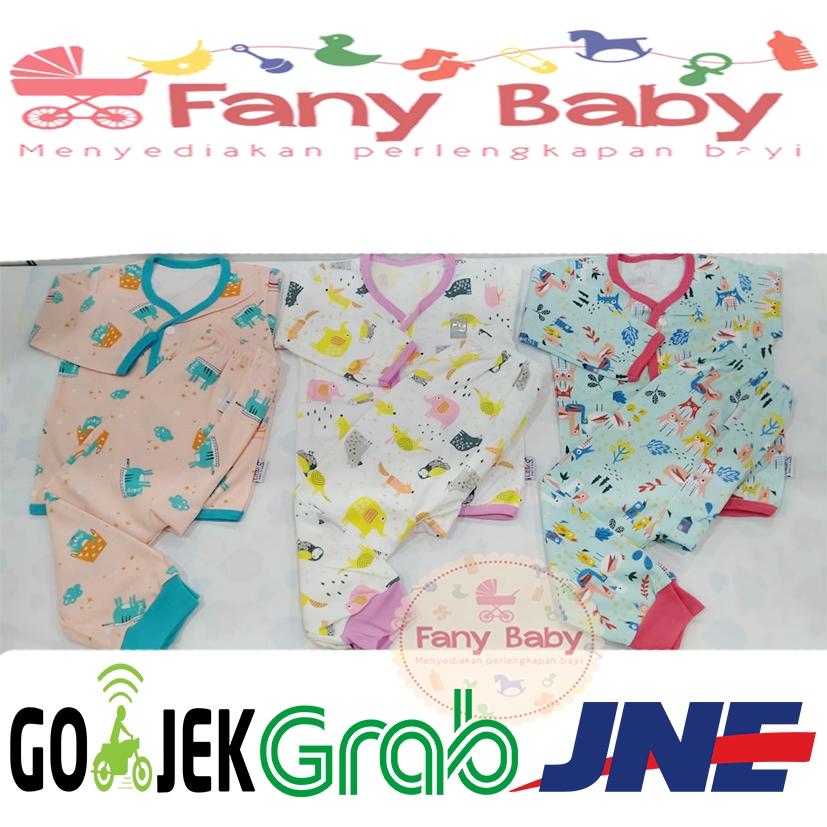 Little Queen Setelan Lengan Panjang Kancing Depan Celana Panjang Isi 3 Pcs