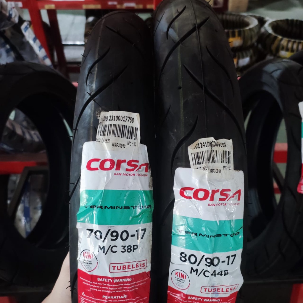 Paket ban Corsa Terminator 70 90 &amp; 80 90 17 tubeless untuk motor bebek