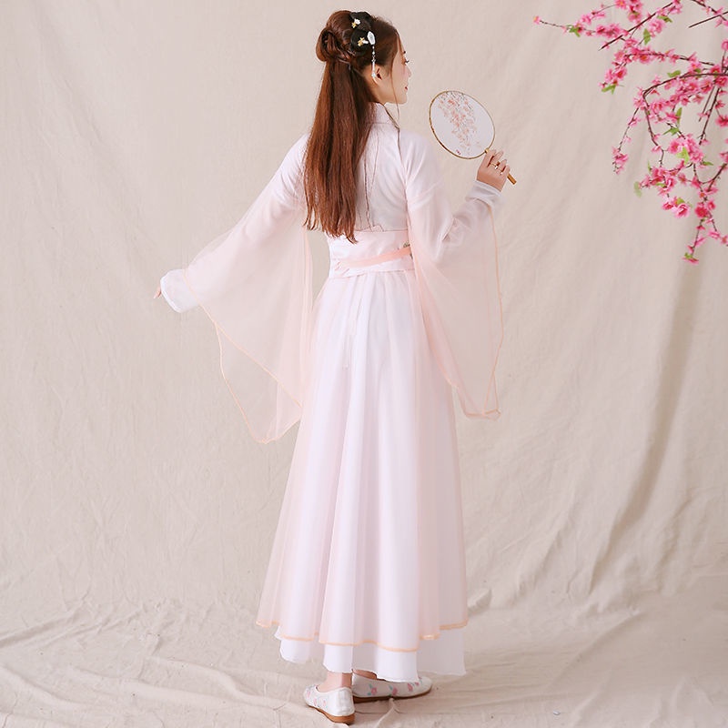 Women's Han Chinese clothing jacket and dress Fairy pink fresh elegant fairy ancient style big wide