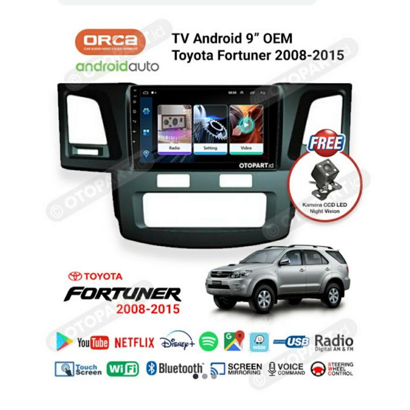 Head unit oem fortuner - tv android toyota fortuner 2008-2015 - tv android orca adr9988 9 inch