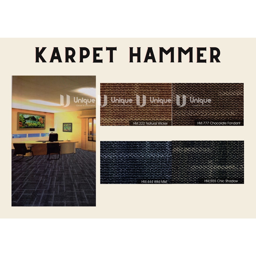 Karpet Ruang Rapat Rollan Motif Gulir Bertingkat Hammer Tebal 4-6mm