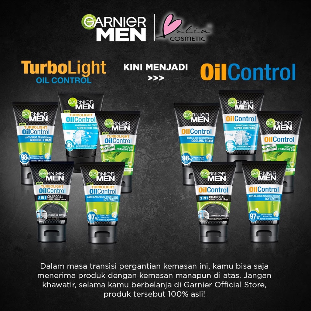 ❤ BELIA ❤ Garnier Men Series - AcnoFight | Turbolight Power White Oil Control Whitening Wasabi Matcha Foam Scrub Sabun Pembersih Wajah Pria 50 | 100