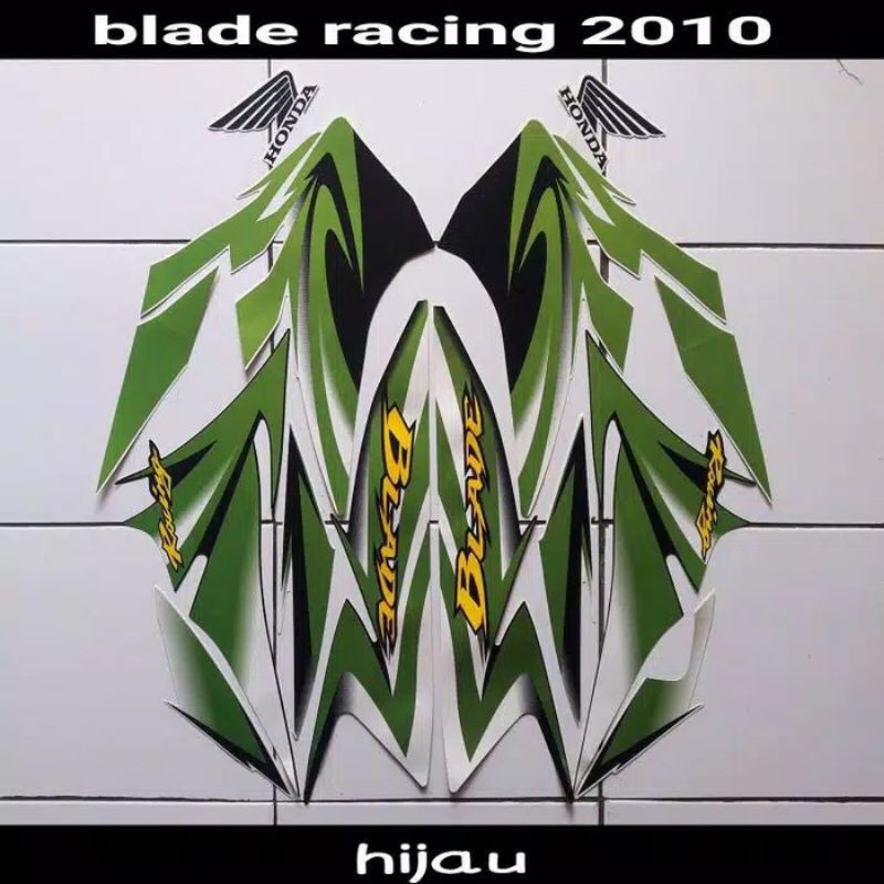 striping sticker lis body honda blade old lama 110 r thn 2010 2011 putih hijau