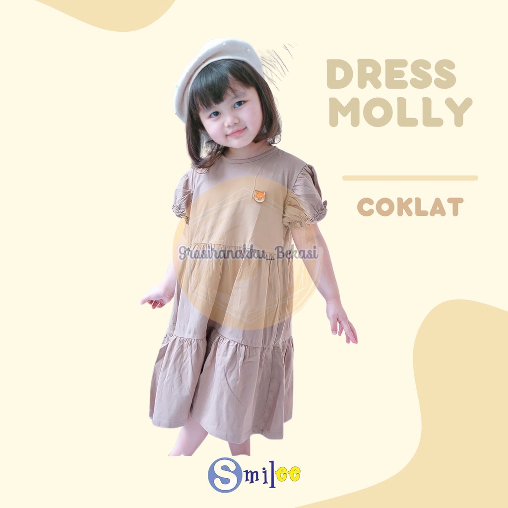 Dress Anak Smilee Molly Warna Coklat Size 1-5Thn