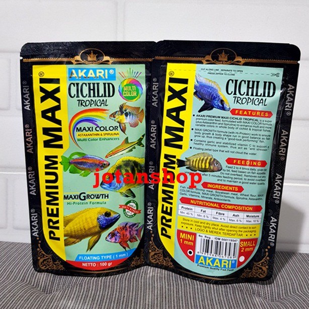 AKARI PREMIUM MAXI CICHLID Tropical ciklid ciclid multi color Pelet Makanan Ikan 100gr