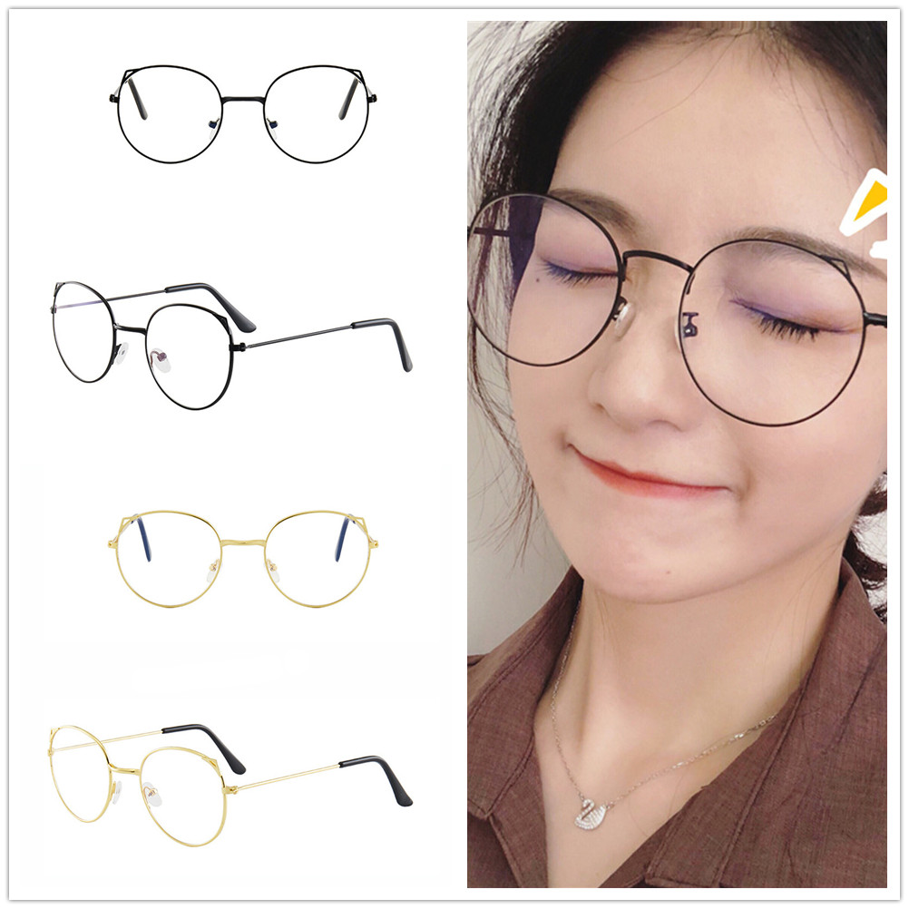 【COD Tangding】Anti-blue Light Flat Mirror Metal Frame Round Frame New Eyeglasses