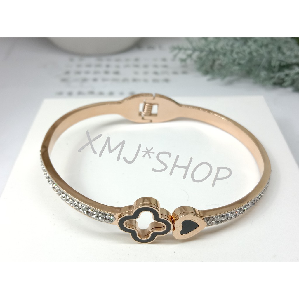 XMJ*SHOP GELANG TITANIUM WANITA 100% ASLI ANTI KARAT MODEL MATA BUNGA & LOVE SIMPLE PERMATA INDAH