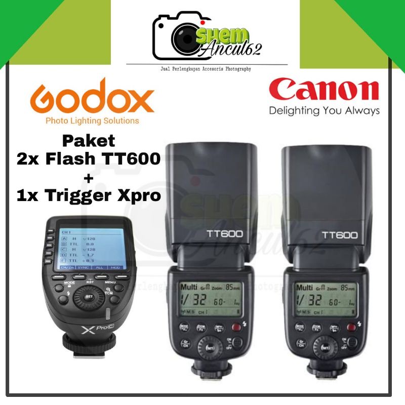 Paket Flash Godox TT600 Tt600 plus Trigger Godox Xpro Canon