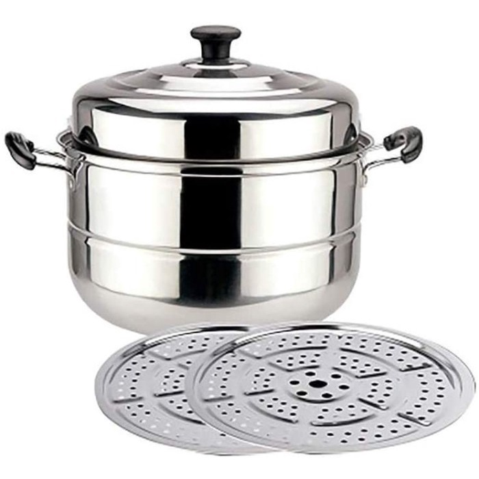 Double layer steamer pot 36CM panci Stainless steamer 2 susun