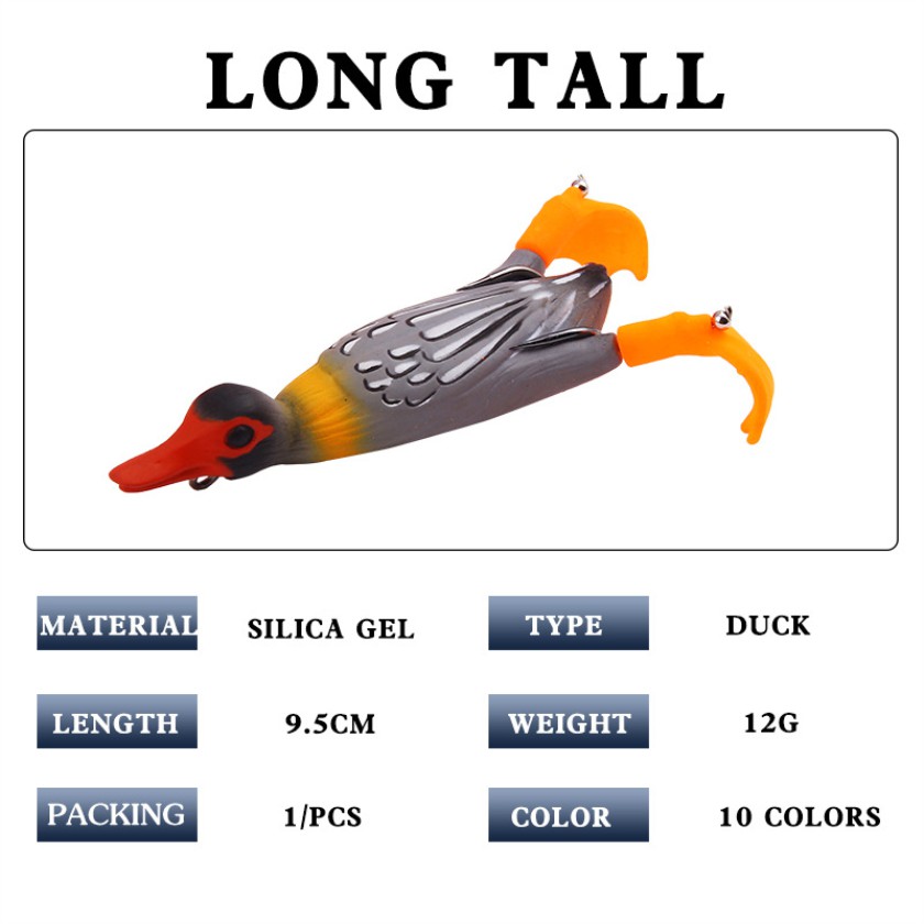 1Pcs New Lifelike Duck Fishing Lure Umpan Bebek Simulasi Pancing 9.5cm 11.2g Swimbait Bass Wobbler Bait Kait Memancing Tackle
