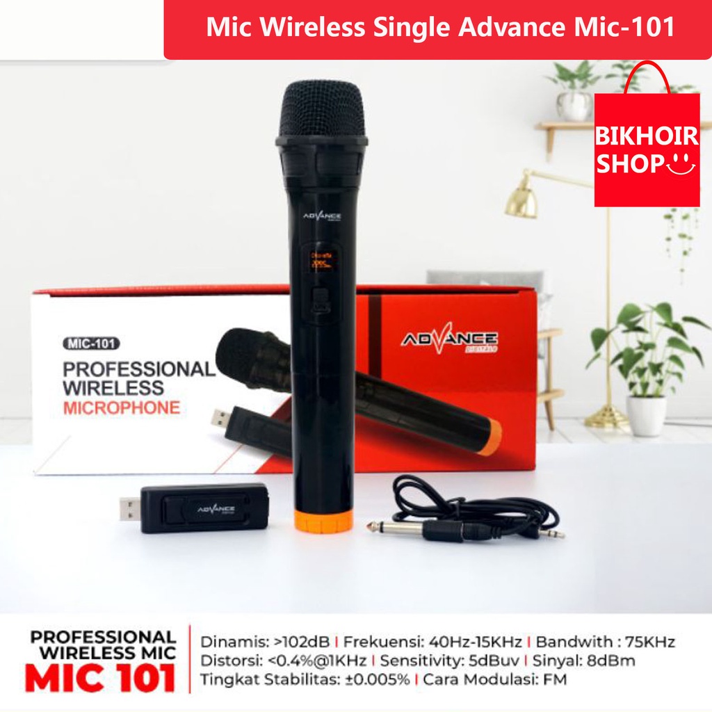 Mic Wireless Advance Mic-101( mic 101) / Mic Nirkabel Portable / Wireless Microphone / MIC 101 V3/Mi