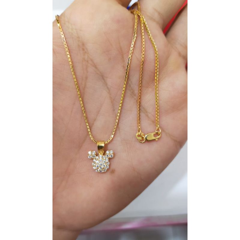 Kalung Koye anak Mickey Mouse, Perak 925, Sepuh emas Rosegold, 165.000/pcs