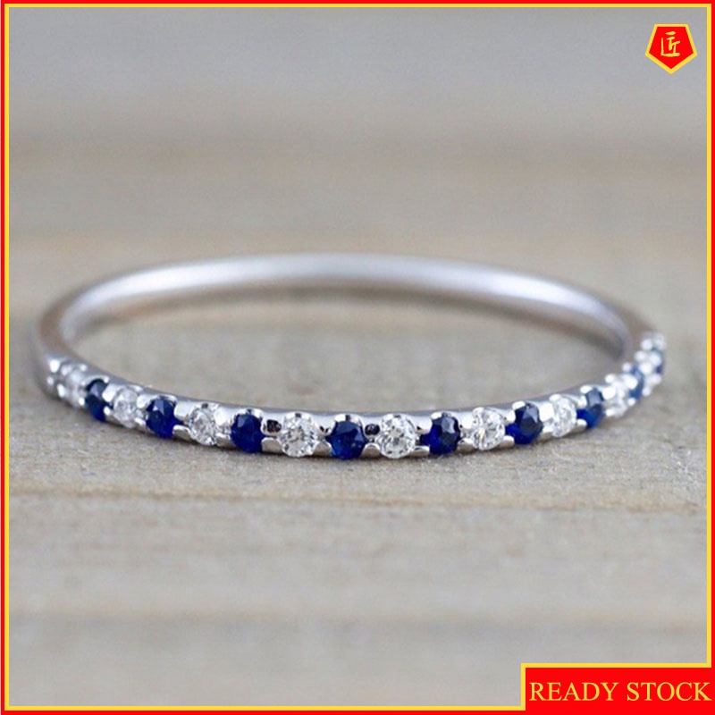 [Ready Stock]Inlaid Moissanite Ring Silver Simple All-Match