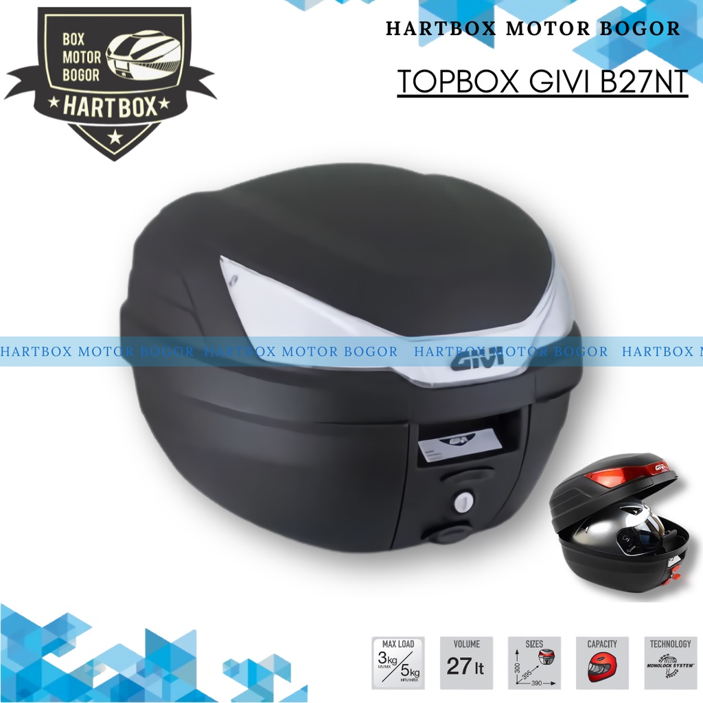 Box Givi B27NT Mika Putih/Bening | Box Motor Murah B27 Givi | Box Touring GSX CB Verza Xabre