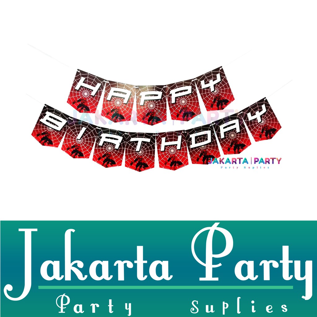 Banner HBD Spiderman / Bunting Flag Spiderman - Jakarta Party