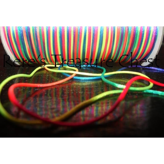 5 Meter Rainbow Neon Satin Cord / Tali Satin Warna-warni Gradasi | 2mm