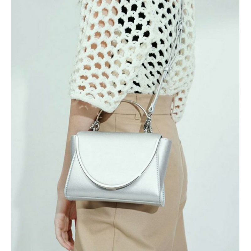 Charles and keith metallic trimmed front flap bag