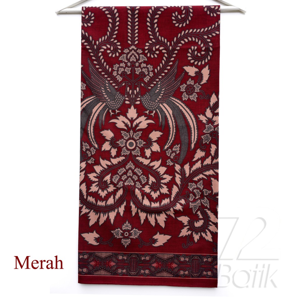 KAIN BATIK PREMIUM Bahan Katun Motif Burung Cokrominoto Warna Merah Maroon Maron Marun 723180 CAP 72 - Jarik Jarit Samping Kebat Panjang Batik Katun Modern Premium Bahan Seragam Batik Pernikahan Kantor Keluarga Murah Kamen Jadi Batik Bali Lembaran