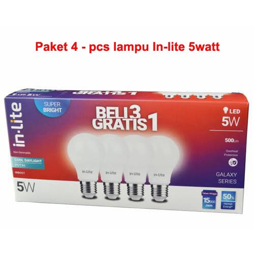 Lampu LED Inlite Multipack 5w 5 watt 3 gratis 1 PROMO In-Lite Lampu