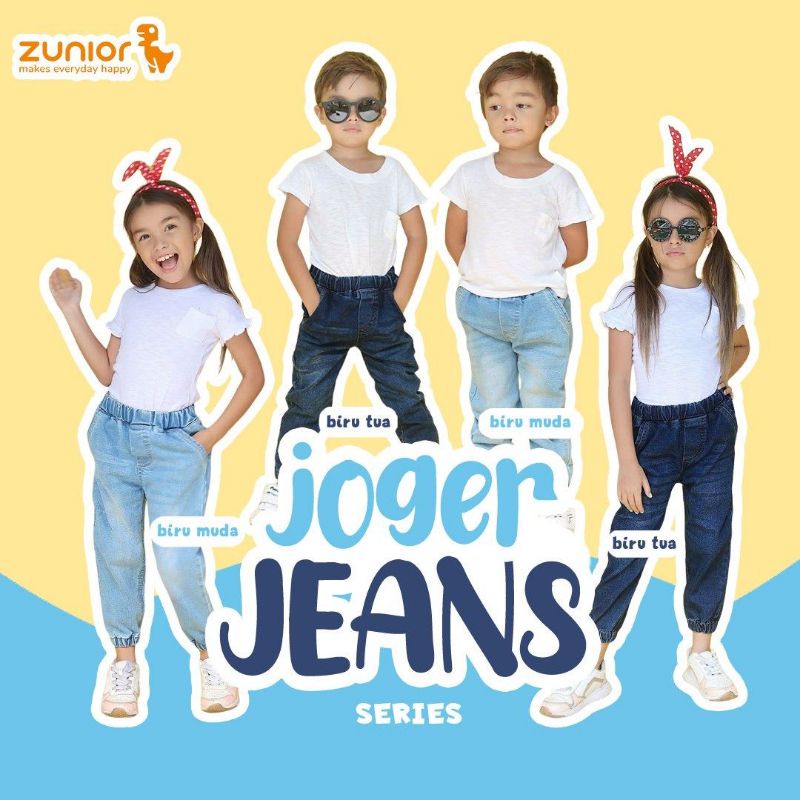 Celana Anak Jogger Jeans Zunior Premium 2 Warna 1-9 Tahun