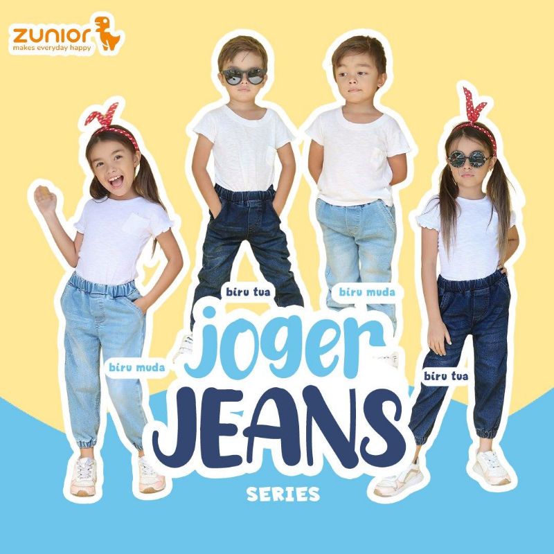 Celana Anak Jogger Jeans Zunior Premium 2 Warna 1-9 Tahun