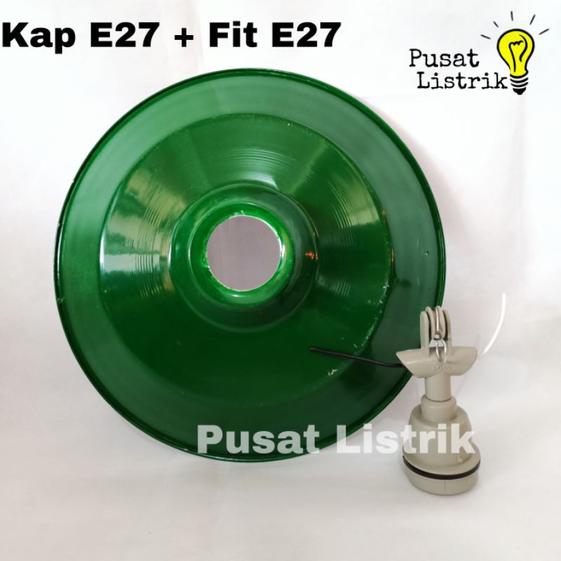 Fitting Lampu Gantung Kap WD Hijau e27 Fitting + Kap WD Hijau e27