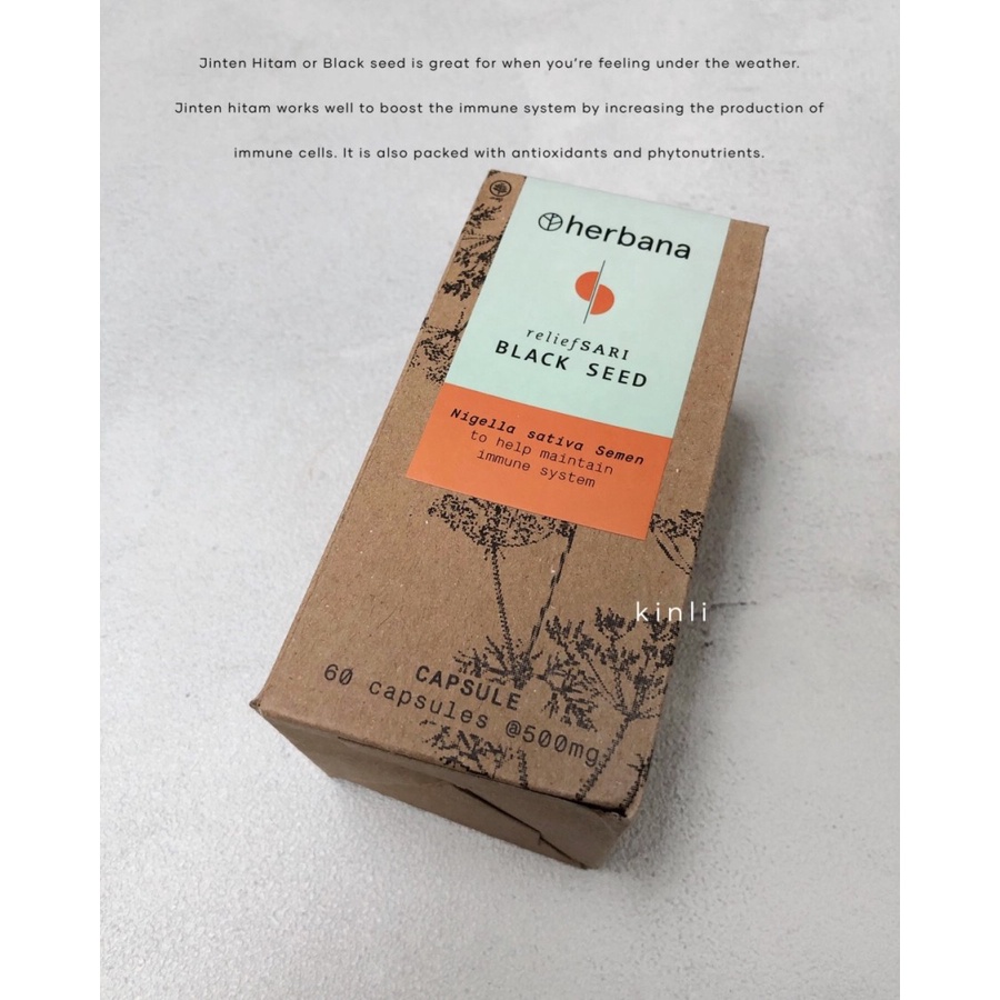 herbana jinten hitam black seed maintain immune system 60 capsules