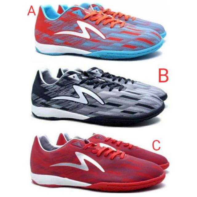 Sepatu futsal specs lightspeed 2 pro in black silver - blue - red