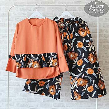 KANILA SETELAN KULOT JUMBO SETELAN BATIK MOTIF BUNGA PANJANG WANITA MUSLIM GAMIS MURAH WANITA