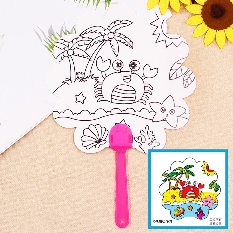 DIY MEWARNAI KIPAS MAINAN EDUKASI CRAFT KERAJINAN TANGAN EDUTOYS SOUVENIR GOODIE BAG HADIAH ULTAH-Crab
