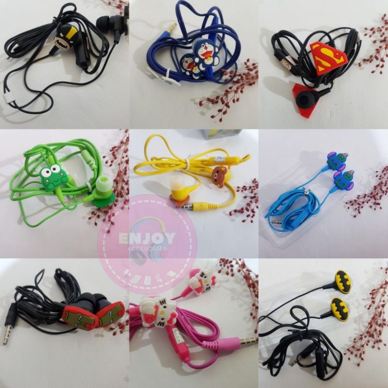 X3 Headset Karakter Lucu + Mic  | Hanfree Handsfree Hedset Hp | Handfree Handphone Earphone