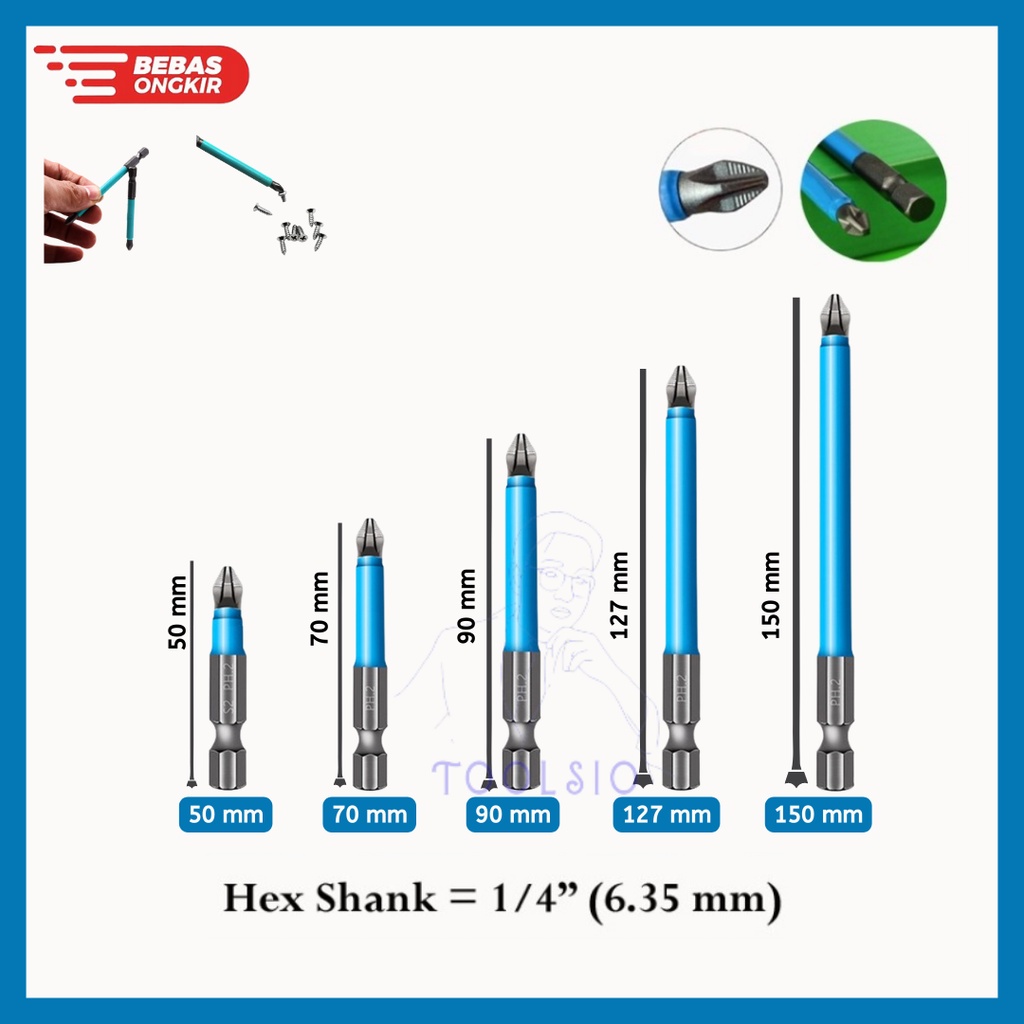Mata bor obeng plus magnet magnetic PH2 anti slip