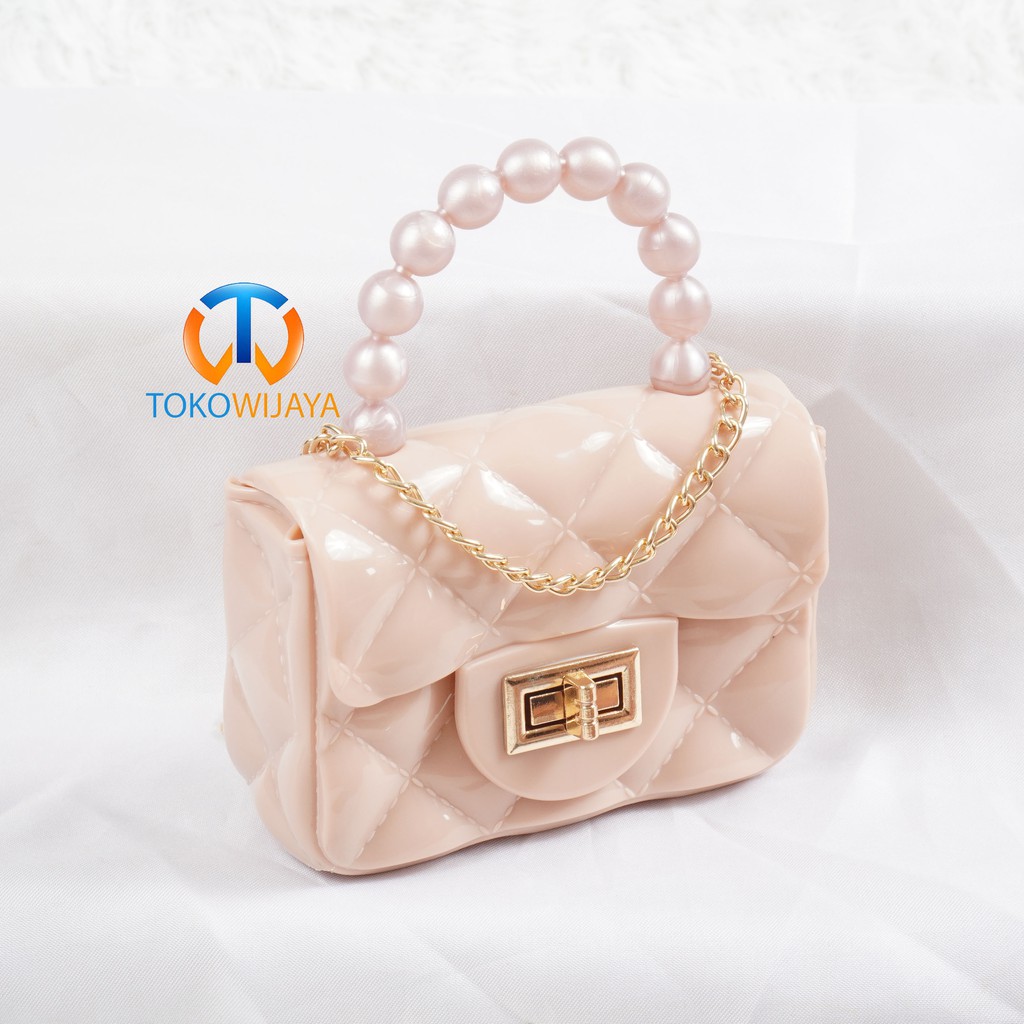 Tas Jelly Glossy Mini Pearl Warna | Tas Glossy Mutiara Warna