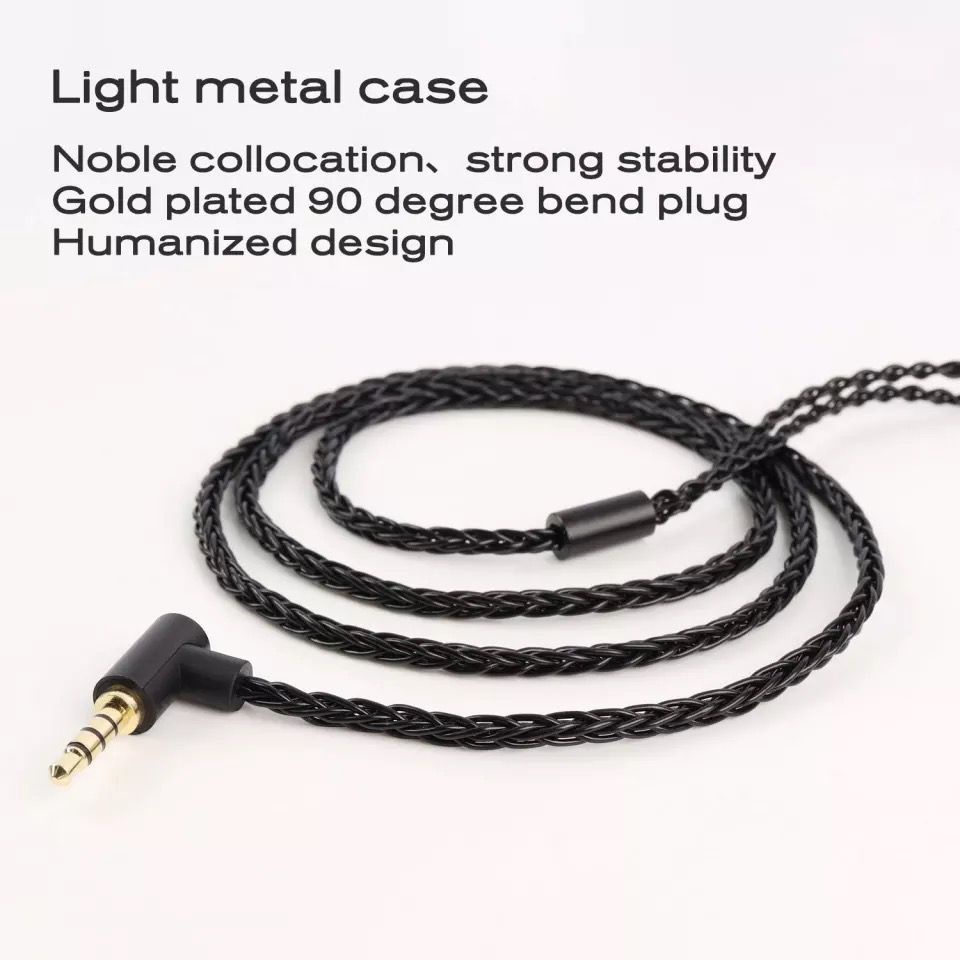 Jcally JC08S 8 Core Braided High Purity OFC Cable Jack 3.5mm - Mic 2 Pin Type C - Garansi Resmi 1th