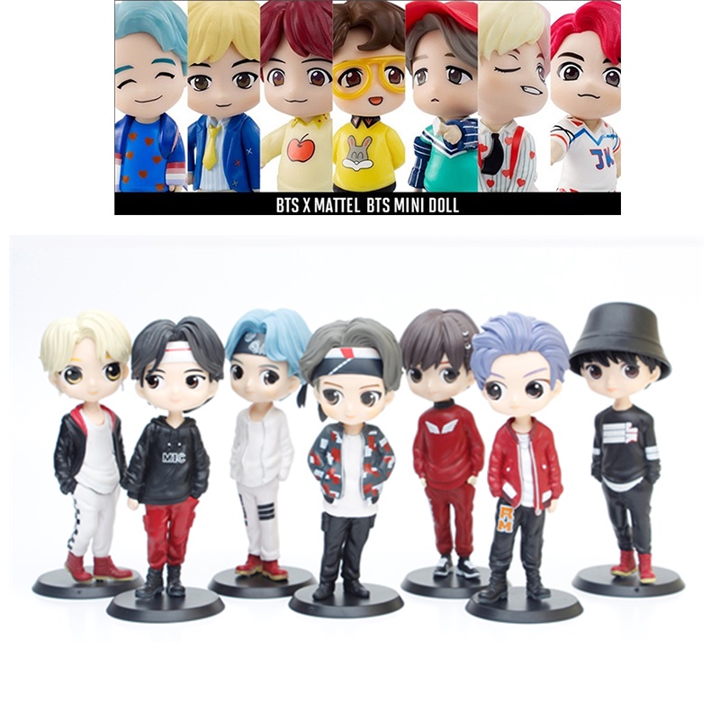 Bangtan Boys Bt21 Model Tiny Tan Set 7pcs Patung Menggemaskan Dan Tahan Lama Untuk Penggemar Dan Dekorasi.