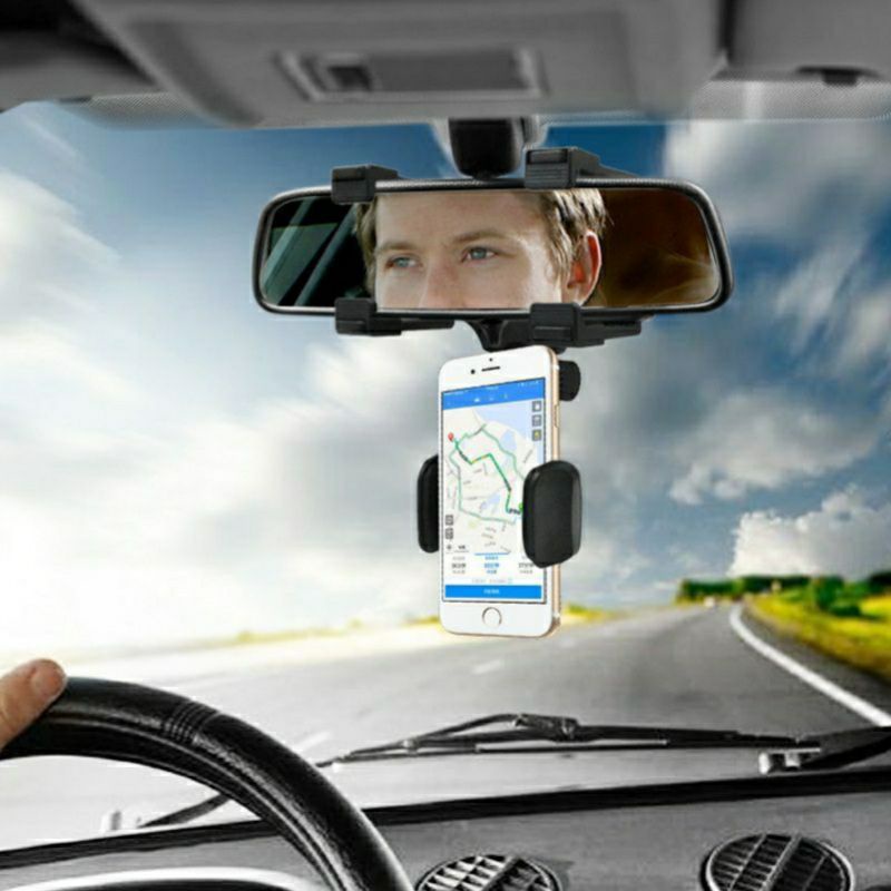 HOLDER HP KACA SPION MOBIL TENGAH HOLDER HP KOKOH TIDAK GOYANG 360 DERAJAT UNIVERSAL REAL MIRROR MOBIL
