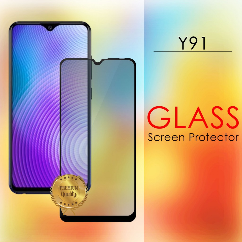 Tempered glass Curve (Full Layar) &amp; FULL LEM  Temperd Glass 21D - VIVO Y91 Full Cover Tempered