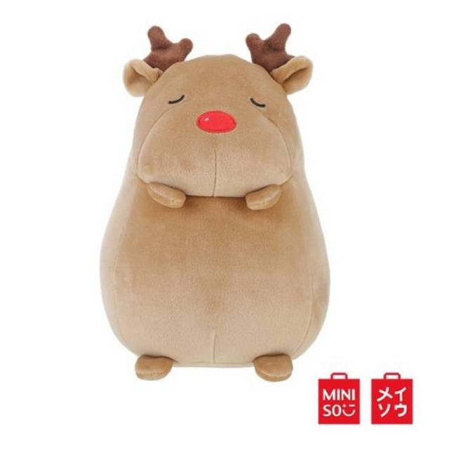 Boneka Miniso official round elk plush toy