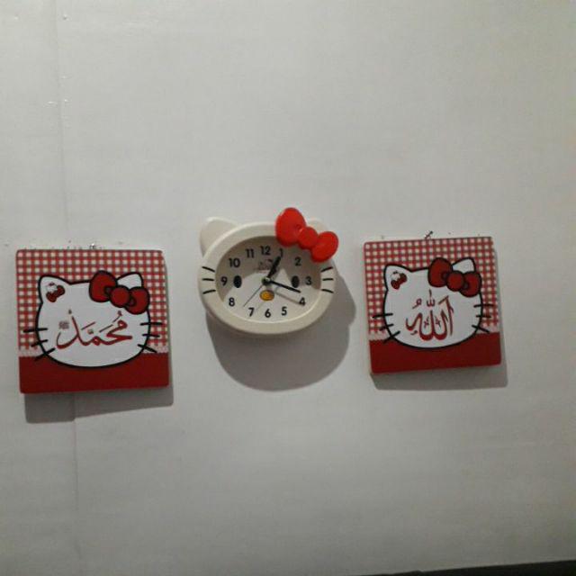 Walldecor Kaligrafi Hello Kitty Red  / Sepasang Ukuran 20x20cm