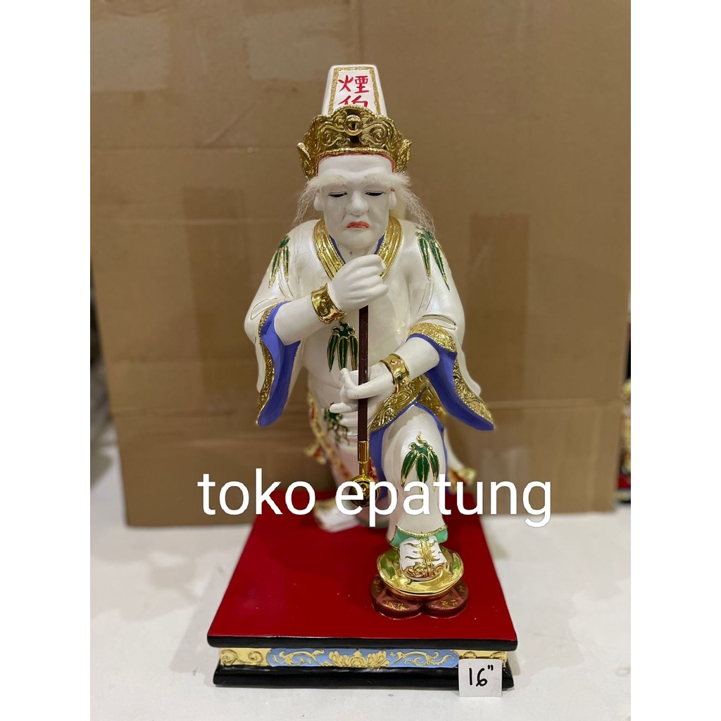 patung dewa Neraka Yan Bo - 16 inch - kayu