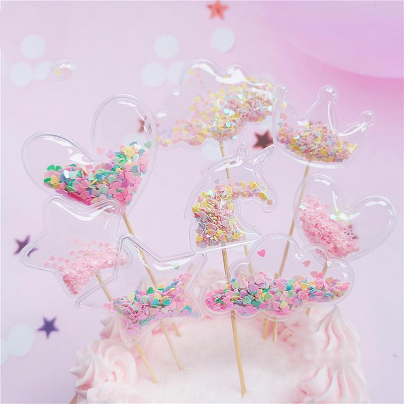 Bling Fairy Star Love Inserts Crown Cloud Shiny Cake Topper Kids Birthday Party Cake Decoration