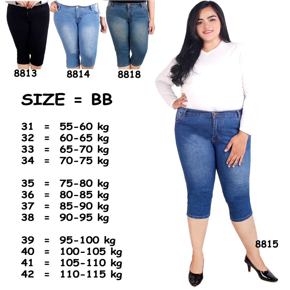 Jual CELANA PENDEK JEANS WANITA SANTAI BIG SIZE PAHA UKURAN BESAR JUMBO