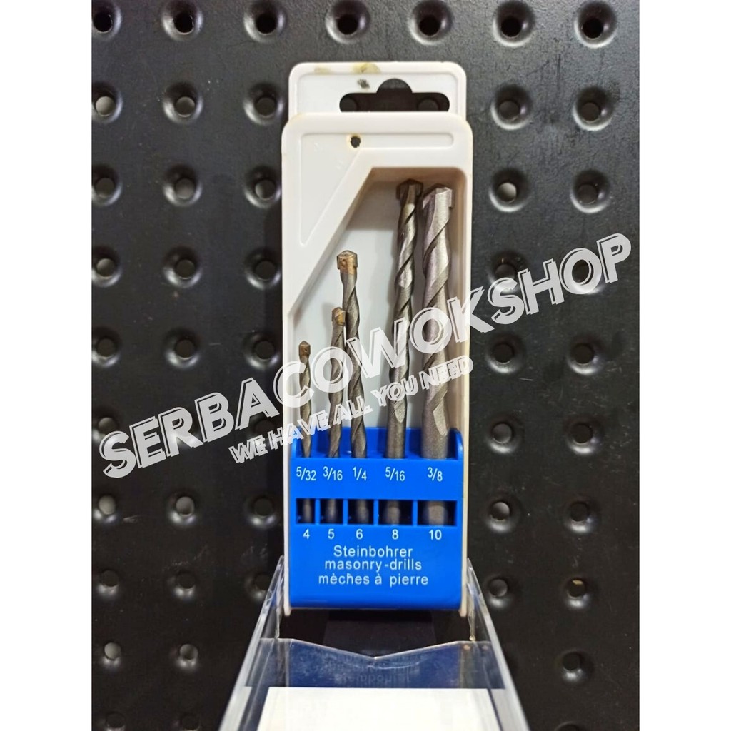 Langsol Mata Bor Beton SDS Set 5 Pcs 4-10mm Carbide Tipped Masonry Drill Set Termurah Berkualitas