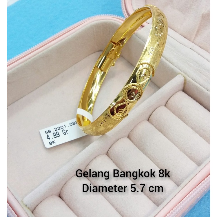 Gelang wanita emas asli model bangkok ukiran kadar 375