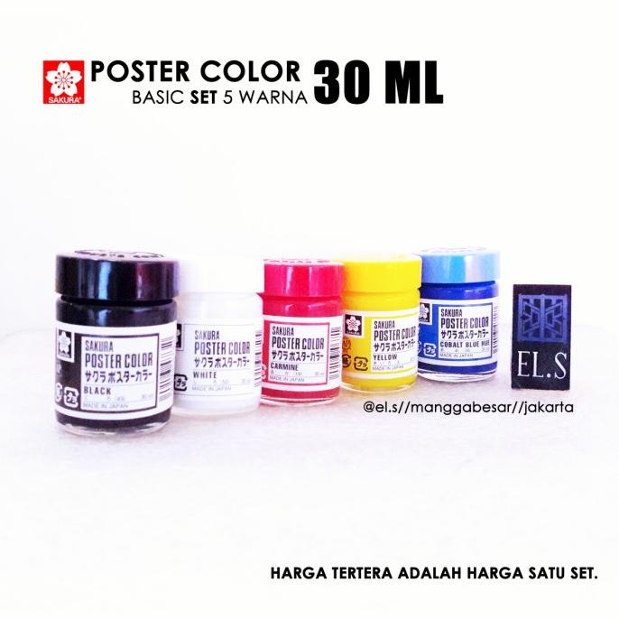 

Sakura Poster Color 30 ml Set 5 Warna Basic